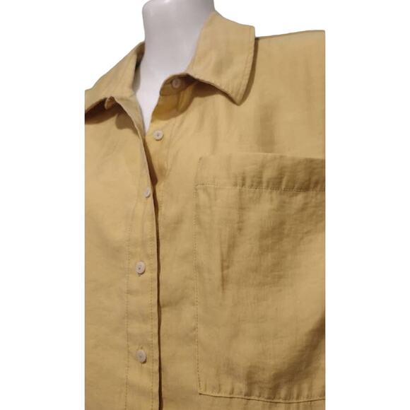 Pull&Bear Button Up Cropped Top, Gold, Sz XS - Picture 2 of 4